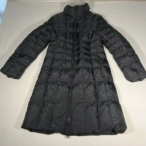 Express Black Down Insulated Puffer Coat Women’s Small Long Full Zip ￼